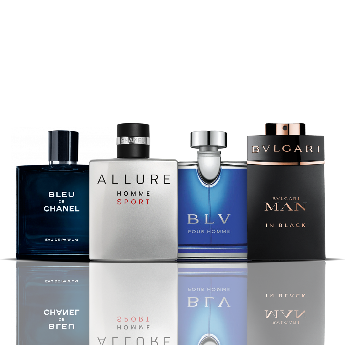 Sada 4 parfémů - Bleu de Chanel + Allure Sport + BLV + Bvlgari Man in Black 100ML.